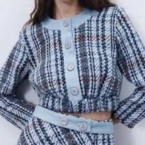 Zara Combination Textured Denim top - Picture 2 of 9